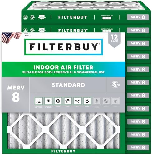 Filterbuy 10x10x2 Air Filter MERV 8 Dust & Allergy Defense (12-Pack) by Filterbuy