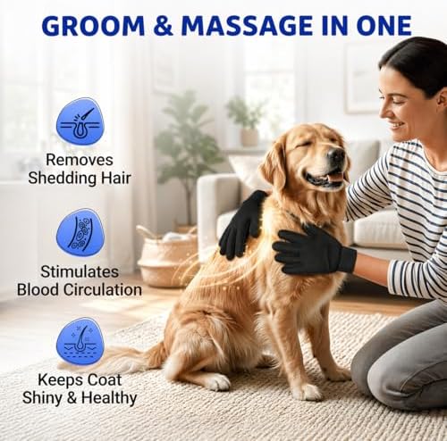 Pet Hair Remover Roller with 2 Grooming Gloves ?€? Reusable Lint Remover for Dogs and Cats (Blue) - Image 4