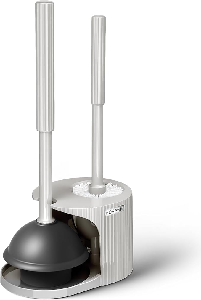 2 in 1 Toilet Plunger and Brush Set,Extended Handle Plunger,Toilet Bowl Brush Plunger Set,Bathroom Cleaning Tools,Cleaning Brush,Toilet Brush Plunger Combo,Light Grey???20.8inch???