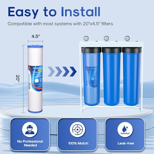 ICEPURE 5 Micron 20" x 4.5" Whole House Sediment and Carbon Filter,4PACK - Image 6