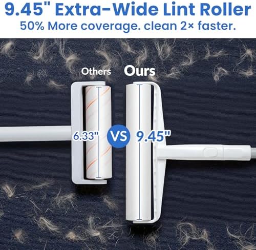 DELOMO 9.45” Large Lint Roller Refills, 6 Packs, 540 Extra Sticky Sheets | Sticky Roller Refills, Easy Tear Sheets, Compatible Only with DELOMO 9.45” Lint Roller, Floors, Carpets, Couches, Pet Hair - Image 2