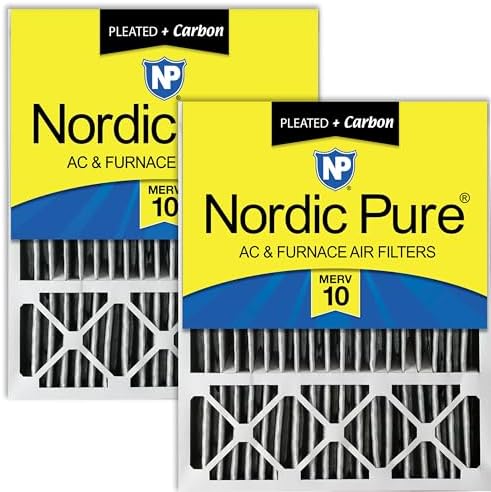 Nordic Pure 20x25x5 Pleated MERV 10 Plus Carbon Air Filters 2 Pack by NordicPure