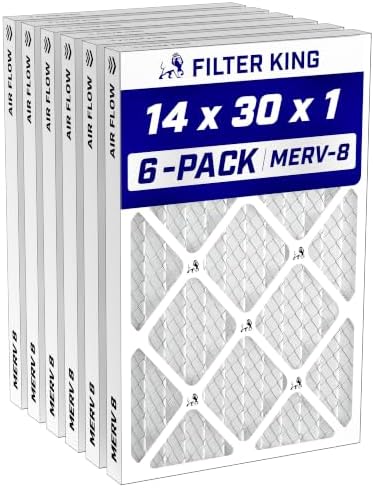 Filter King 14x30x1 Air Filter MERV 8, AC Furnace Filters (6-Pack) by FilterKing