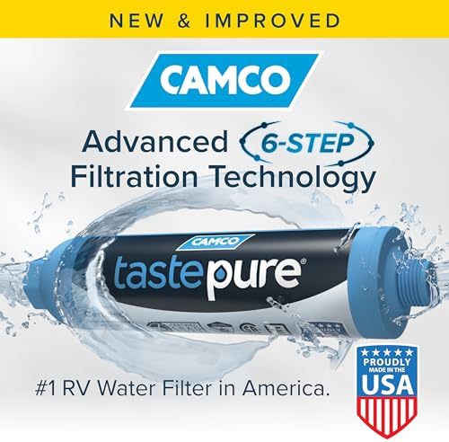 Camco TastePURE 20-Micron Wide-Body Inline Design Water Filter with GAC and KDF Filtration for RVs, Boats, Travel Trailers, and Campers (4-Pack) - Image 2