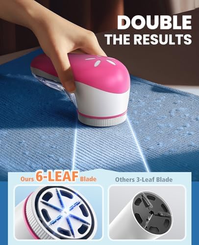 POPCHOSE Fabric Shaver, Lint Shaver with 6-Leaf Blade, Rechargeable | Lint Remover with Type-C Fast Charing Port, Sweater Defuzzer, Clothes Shaver for Couch, Furniture, Blanket, Remove Pilling - Image 2