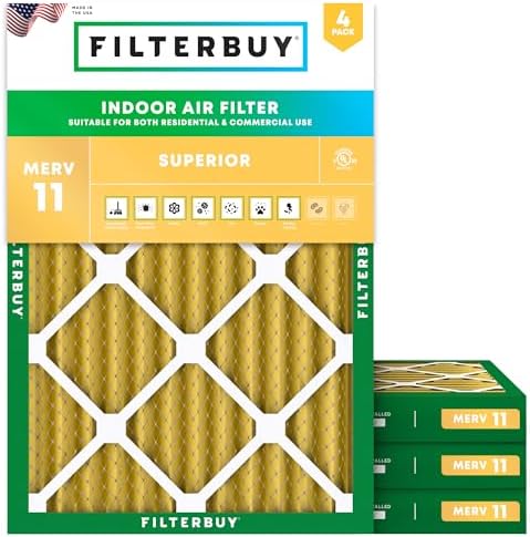 Filterbuy 18x24x2 Air Filter MERV 11 Pet & Allergy Defense (4-Pack) by Filterbuy