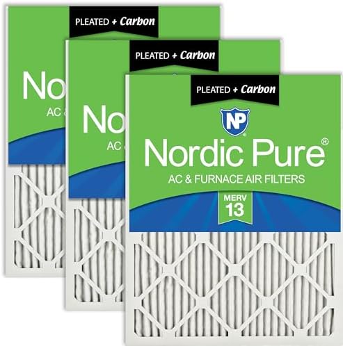 Nordic Pure 18x25x1 Pleated MERV 13 Plus Carbon Air Filters 3 Pack by NordicPure