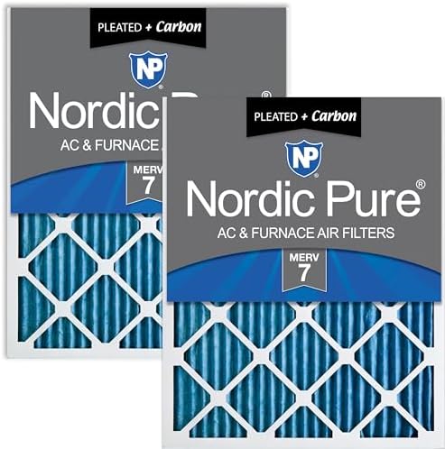Nordic Pure 18x25x1 Pleated MERV 7 Plus Carbon Air Filters 2 Pack by NordicPure
