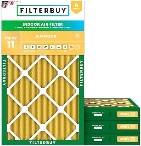 Filterbuy 12x24x2 Air Filter MERV 11 Pet & Allergy Defense (4-Pack) by Filterbuy