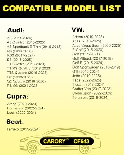 Cabin Air Filter w/Activated Carbon for VW Atlas (2018-2025), Jetta (2019-2025), for Tiguan (2018-2024), Golf/GTI (2015-2024), Audi A3 (2014-2024), Q3 (2019-2025), OE# 5Q0 819 653, CF11643, CF643 - Image 3