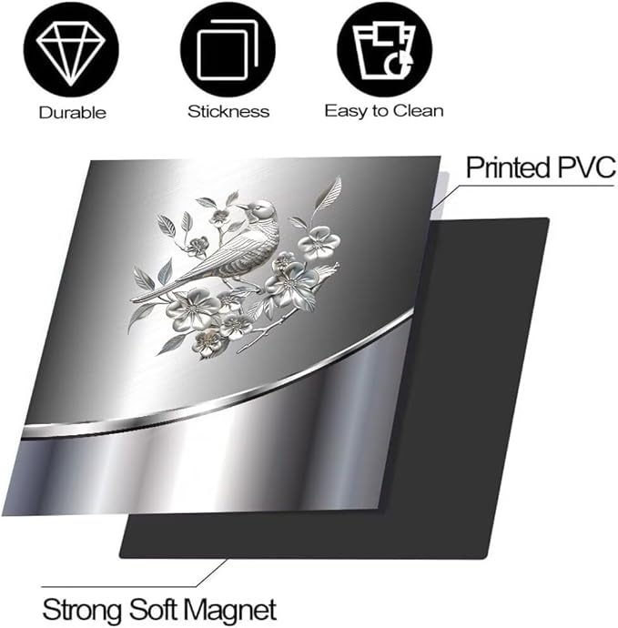 Stainless Steel Design Bird and Flower Pattern Sweet Home Dishwasher Magnetic Sticker,Refrigerator Magnets Kitchen Decorative,Fridge Magnetic Panel Decal for Home Appliance 23W x 26H inchs
