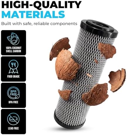 1 Micron 10x2.5" Activated Carbon Filter Whole House Cartridge Set 4 Pack - Image 4