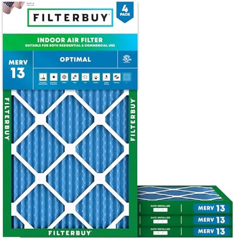 Filterbuy 11.25x23.25x1 Air Filter MERV 13 Smoke & Allergy Defense (4-Pack) by Filterbuy