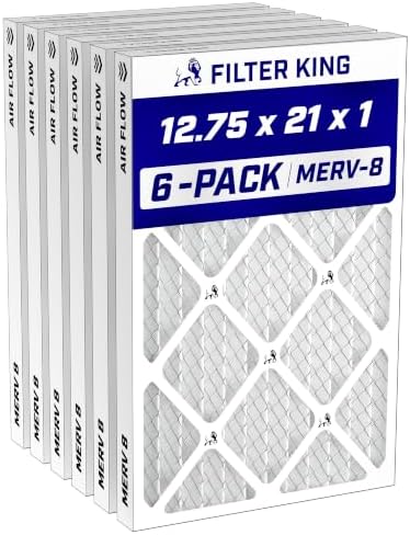 Filter King 12.75x21x1 Air Filter MERV 8, AC Furnace Filters (6-Pack) by FilterKing