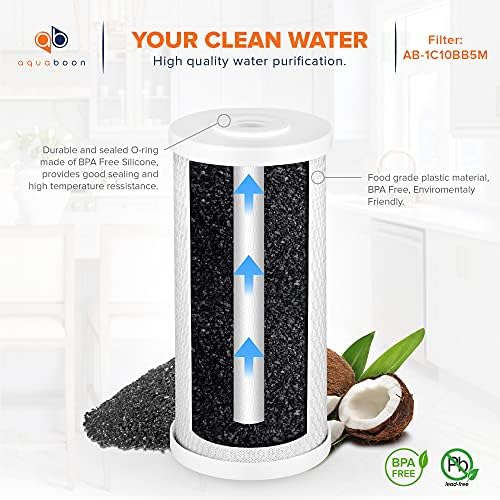 Aquaboon 5 Micron 10x4.5 Carbon Block Water Filters Whole House CTO Water Filter Replacement Cartridge Compatible with FXHTC, CB-BB-10, EP-BB, 2-Pack - Image 5