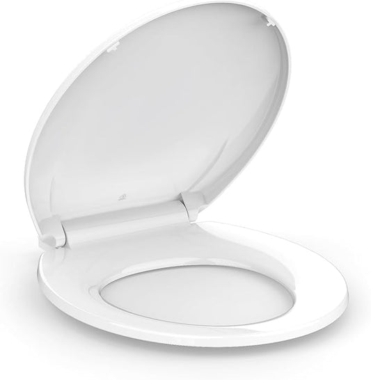Commercial Round Toilet Seat 17" – Soft Close, Quick-Release & Attach Hinges, Grip-Tight Bumpers, Durable Mark-Resistant Plastic, Easy Install & Clean, White – Color: White 17" Round PP
