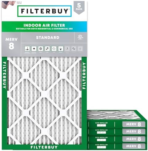 Filterbuy 15x30x1 Air Filter MERV 8 Dust & Allergy Defense (5-Pack) by Filterbuy