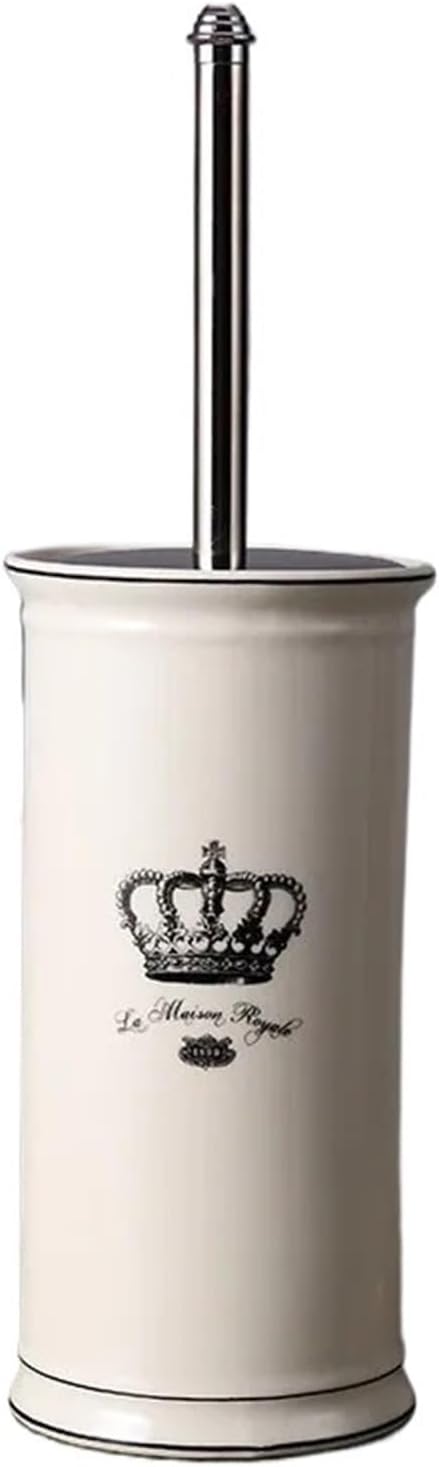 Ceramic Toilet Brush Holder Durable Lavatory Cleaning Tools Bath Hardware Nordic Style 304 Stainless Steel Handle(Black)