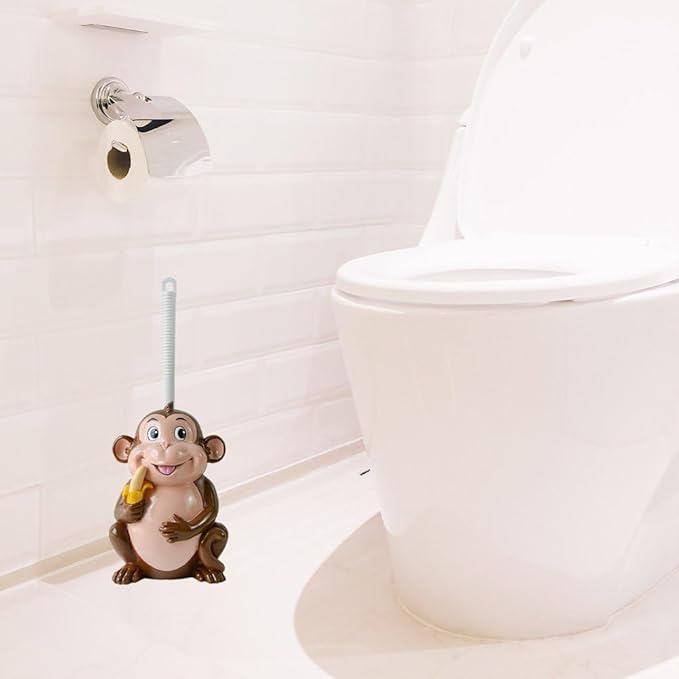 Toilet Brushes & Holders Novelty Toilet Brush Holder Cartoon Frog Cow Monkey Resin Toilet Scrubber Set Toilet Brush Cleaning Tool