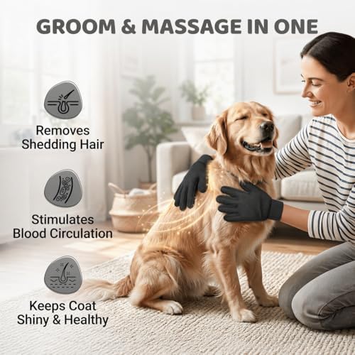 Pet Hair Remover Roller with 2 Grooming Gloves Reusable Lint Remover for Dogs and Cats (Gray) - Image 4