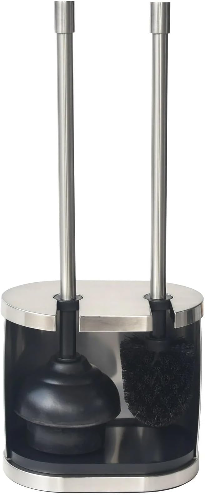 Metal Toilet Bowl Brush and Plunger Set – Toilet Brush, Bathroom Cleaning Tool, Toilet Plunger for Home and Bathroom, Brushed Nickel