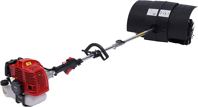 2 Stroke Gas Power Broom Sweeper Handheld Turf Grass Cleaner Driveway Snow Cleaning Machine Tool Walk Behind Tractor 1-Cylinder Air-Cooled(52CC-2.3HP/1700W-Small Packages)