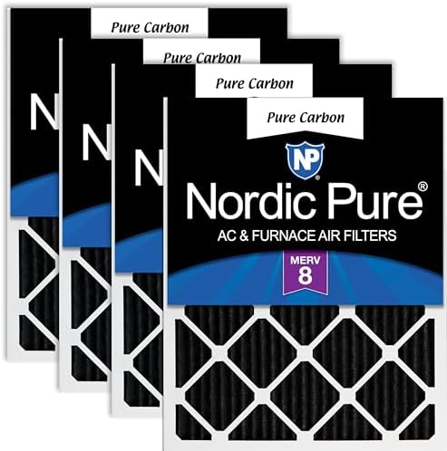 Nordic Pure 16x20x1 Pleated MERV 8 Pure Carbon Air Filters 4 Pack by NordicPure