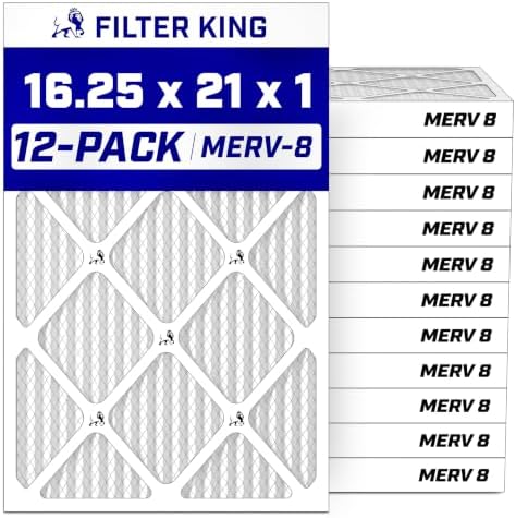 Filter King 16.25x21x1 Air Filter MERV 8, AC Furnace Filters (12-Pack) by FilterKing