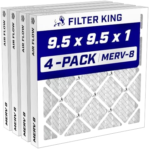 Filter King 9.5x9.5x1 Air Filter MERV 8, AC Furnace Filters (4-Pack) by FilterKing