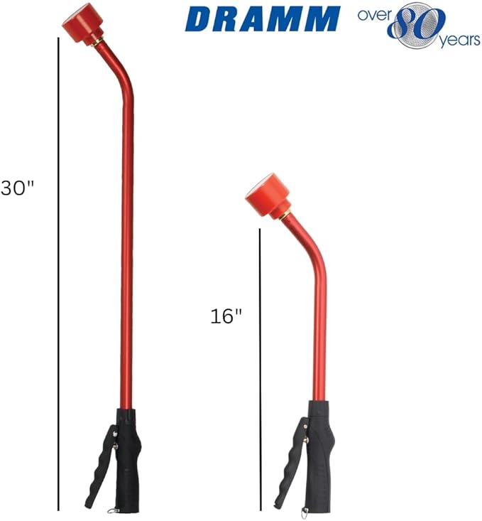 Dramm Touch N Flow Rain Wand Full Watering Flow Trigger Style Shut Off Valve with Lock, for Garden, Yard, Watering Plants, Hanging Baskets, 11 Gallons Per Minute, Yellow, 30 Inches Long