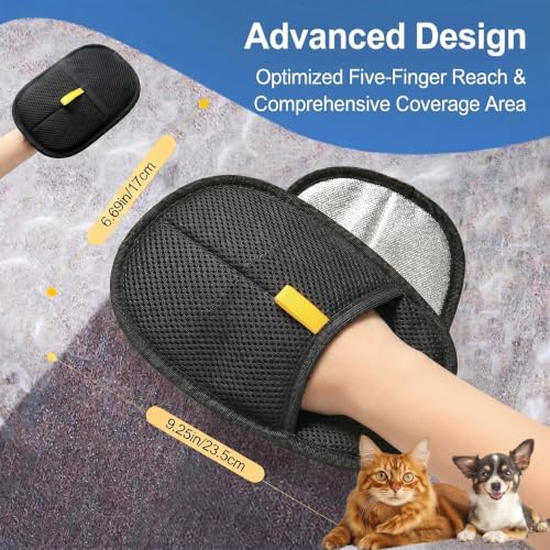 2-Pack Pet Hair Removal Glove, 5-Finger Electrostatic Fur Remover, Reusable Magnetic Lint Brush Tool for Dogs & Cats, Deep Clean Sweeper for Couch, Carpet & Car Seat - Image 2