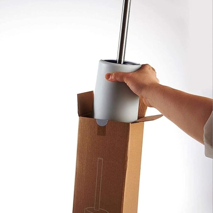 qiuqiu Creative Toilet Brush and Holder Set with Base - Toilet Bathroom Cleaning Brush - Household Toilet Soft Brush - Beige