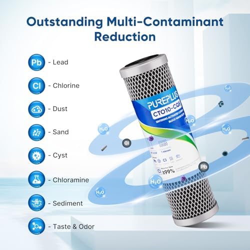 PUREPLUS 1 Micron 2.5" x 10" Whole House Lead Removal Water Filter,3 PACK - Image 2