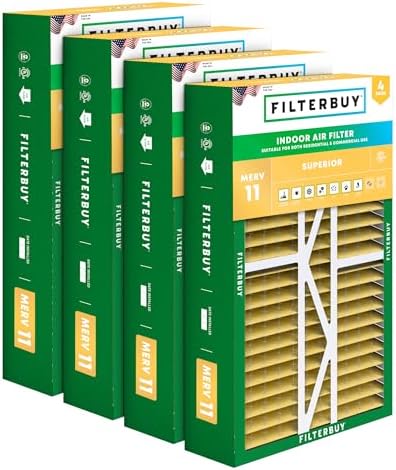 Filterbuy 16x25x5 Air Filter MERV 11 Pet & Allergy Defense (4-Pack) by Filterbuy