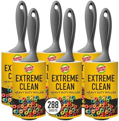 Scotch-Brite 50% Stickier Lint Roller, 288 Sheets Total, 6 Pack | 50% Stickier*, Heavy Duty for Removing Debris and Pet Hair on Clothes, Furniture, Cars, Offices & More, 48 Sheets per Roller by Unknown