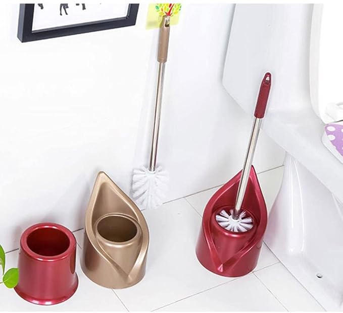 Toilet Brush Cleaner Creative Toilet Brush Holder,Bathroom Cleaning Tool Holder with Holder Base,Home Toilet Brush Bath Stainless Steel Handle (Color : Yellow, Size : C) (Yellow C)