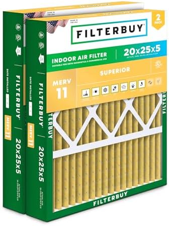 Filterbuy 20x25x5 Air Filter MERV 11 Pet & Allergy Defense (2-Pack) by Filterbuy