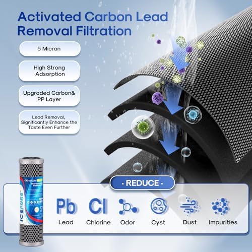 ICEPURE 2.5" x 10" Whole House Water Filter Combo Kit, KDF Filter Cartridge and Upgraded Coconut Shell Activated Carbon Lead Remove Filter Replacement for 10 Inch Water Filter System, 2 Combo - Image 4