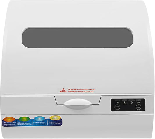 Portable Countertop Dishwasher, 4 Washing Programs Neutral Freestanding Dishwasher with 9L Built-in Water Tank, 1200W 360° Spraying Water Compact Dishwasher for Homes (1200W All White)