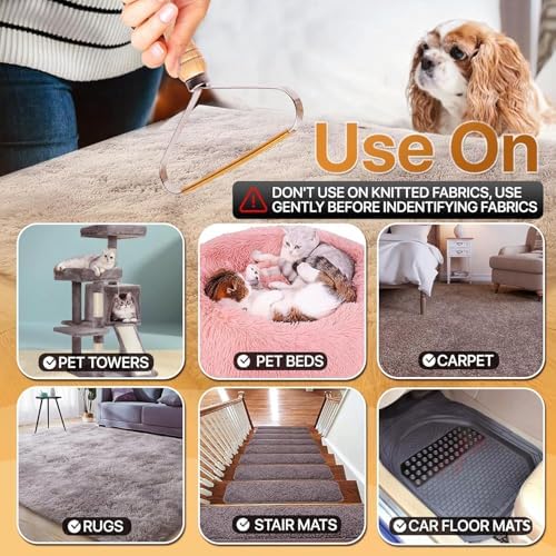 2-Pack Pet Hair Removal Tool - Carpet Rake and Squeegee for Pet Hair Remover Tool - Lint Remover and Hair Scraper for Couch - Easy to Clean Fuzz Fur and Pro Cat Dog Hair Remover for Rugs,Car Floor Mat - Image 5