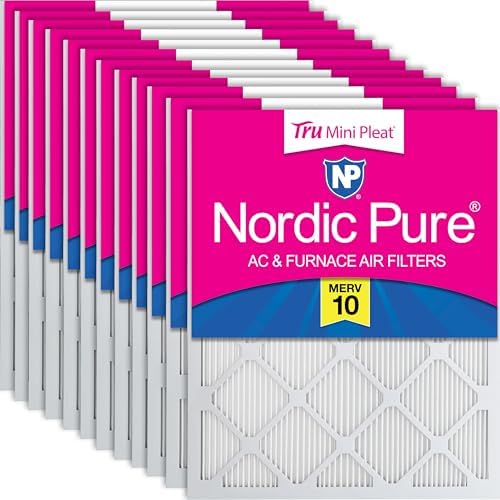 Nordic Pure 20x25x1 Tru Mini Pleat MERV 10 AC Furnace Air Filters 12 Pack by NordicPure