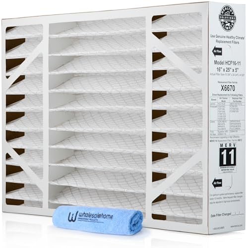 Lennox X6670 16x25x5 Air Filter MERV 11 HVAC AC Furnace Filters, Lennox Healthy Climate Filter for Home with Cleaning Cloth, (Actual Size: 15.75 x 24.75 x 4.38 Inches) by Unknown