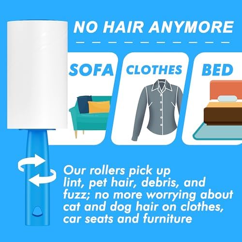 400 Sheets Lint Rollers for Pet Hair Extra Sticky, 2 Handles, 4 Rollers | Easy to Peel, Home Cleaning, Lint Remover for Clothes, Furniture, Couch, Car Seats, Designed for Pet Owners - Image 4