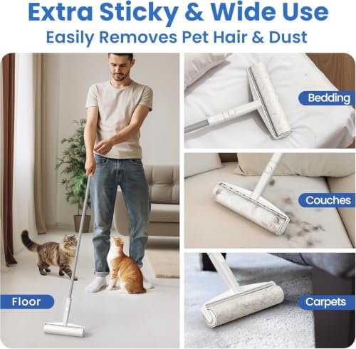 DELOMO 9.45” Large Lint Roller Refills, 6 Packs, 540 Extra Sticky Sheets | Sticky Roller Refills, Easy Tear Sheets, Compatible Only with DELOMO 9.45” Lint Roller, Floors, Carpets, Couches, Pet Hair - Image 4