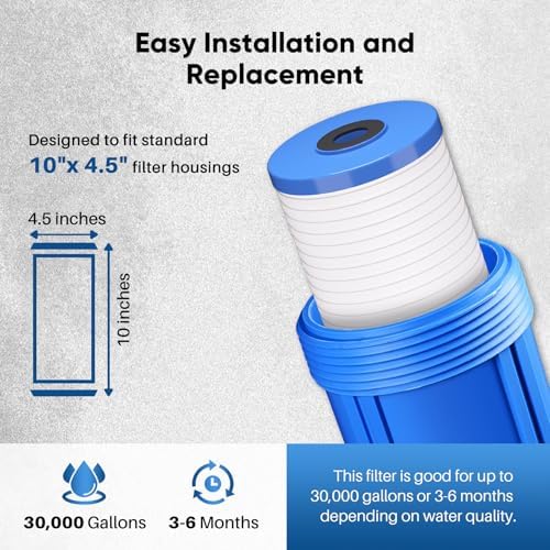 PUREPLUS 25 Micron 10"x4.5" Whole House Grooved Sediment Water Filter 3Pack - Image 3