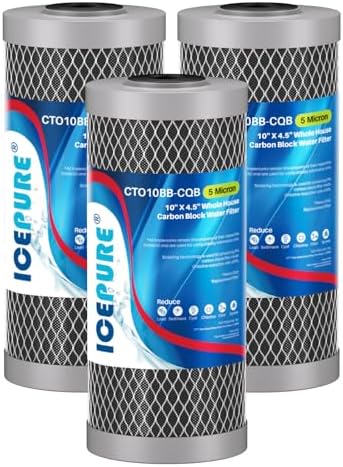 ICEPURE 5 Micron 4.5"x10" Whole House Water Filter, Targeted Heavy‑Metal & Lead Removal Replacement Filter, 3PACK by ICEPURE