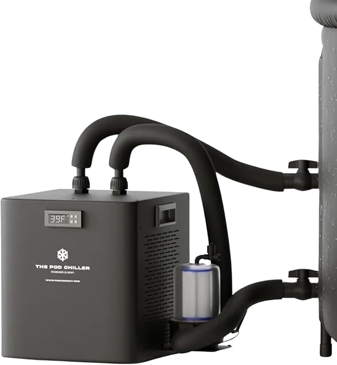 The Pod Company Pro Ice Pod Ultimate Cold Plunge Bundle – 100-Gallon Ice Bath with Pro Water Chiller, 18 Ice Bricks, Insulation Set, Water Jet, Maintenance & Cleaning Kit