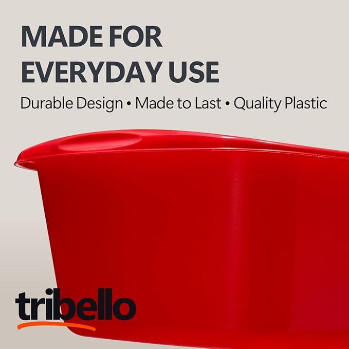Dish Pans for Kitchen Sink, Plastic Tub Dishpan Wash Basin and Foot Bath for Soaking Feet, Wash Bucket for Washing and Storage Cleaning Supplies - 12 Quarts - Heavy Duty (Red, 8)