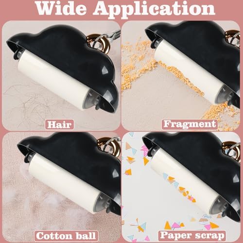 Mini Travel Size Reusable Lint Roller for Clothes & Pets, 150 Refillable Sheets (Black) - Image 5
