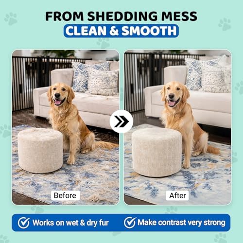 Pet Hair Remover Roller with 2 Grooming Gloves ?€? Reusable Lint Remover for Dogs and Cats (Blue) - Image 5
